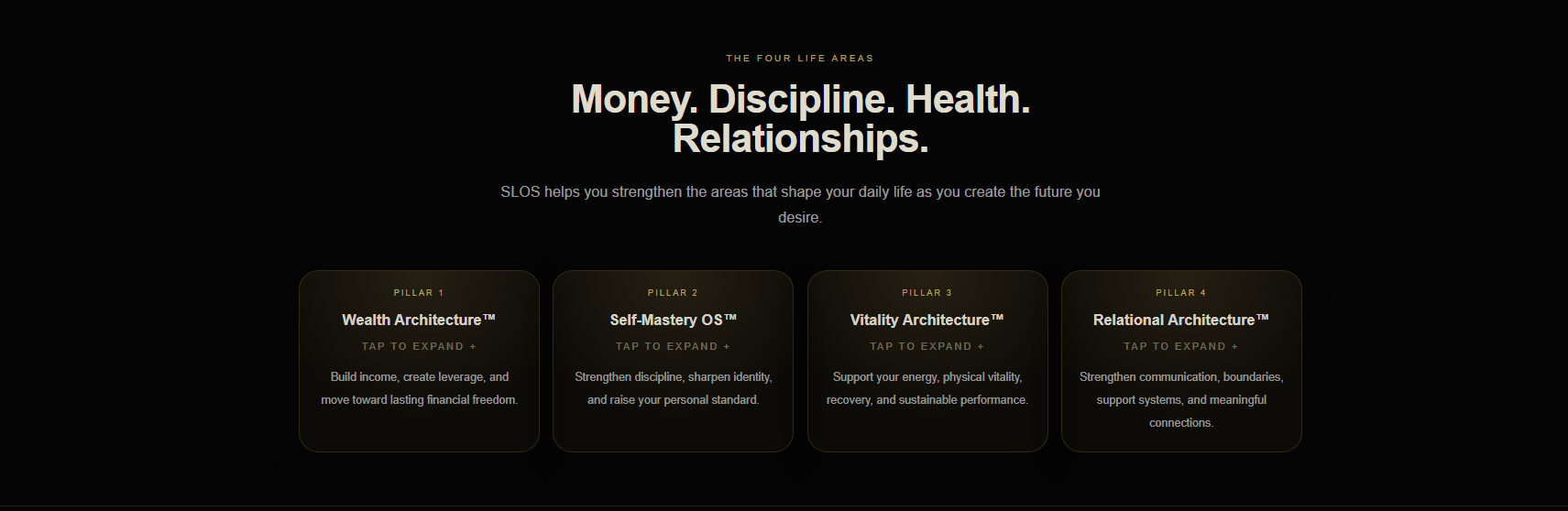 Homepage Four Life Areas