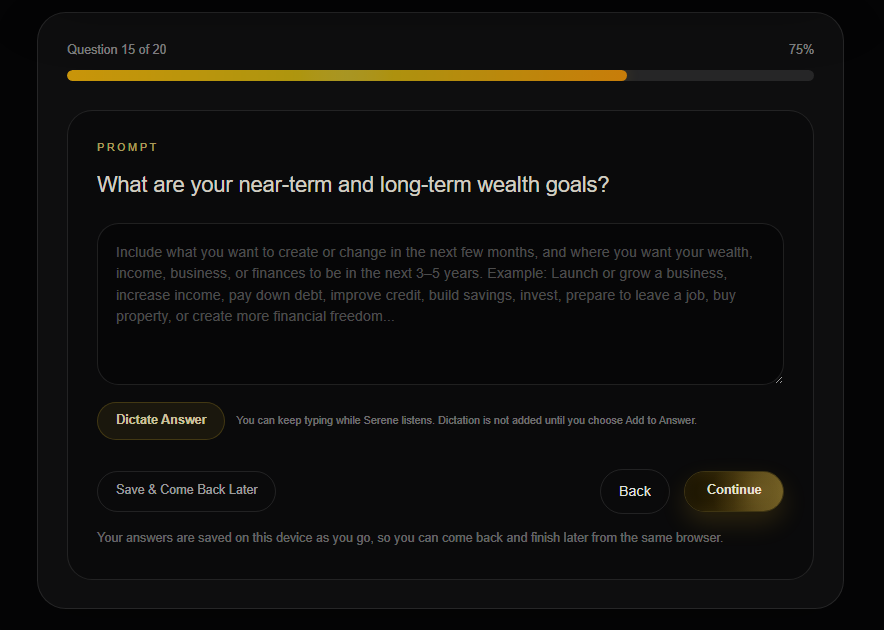 Life Architecture Assessment near-term and long-term wealth goals