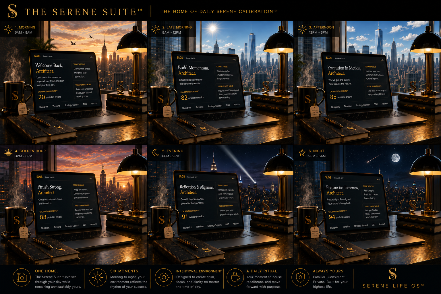 The Serene Suite visual collage