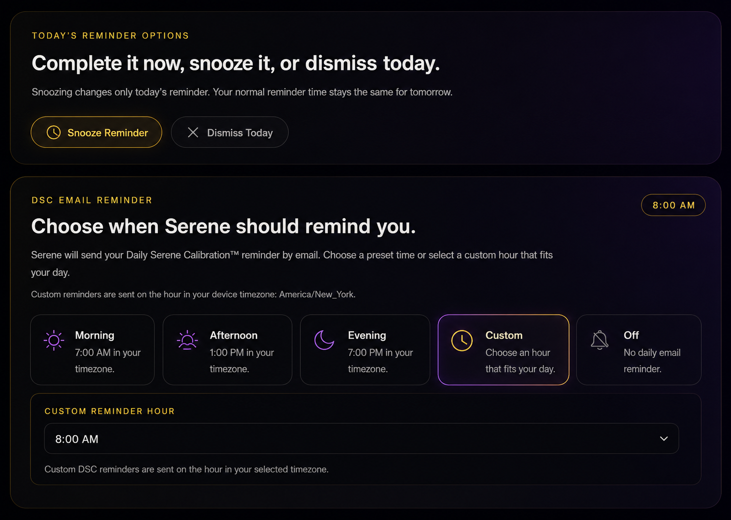 DSC Reminder Options
